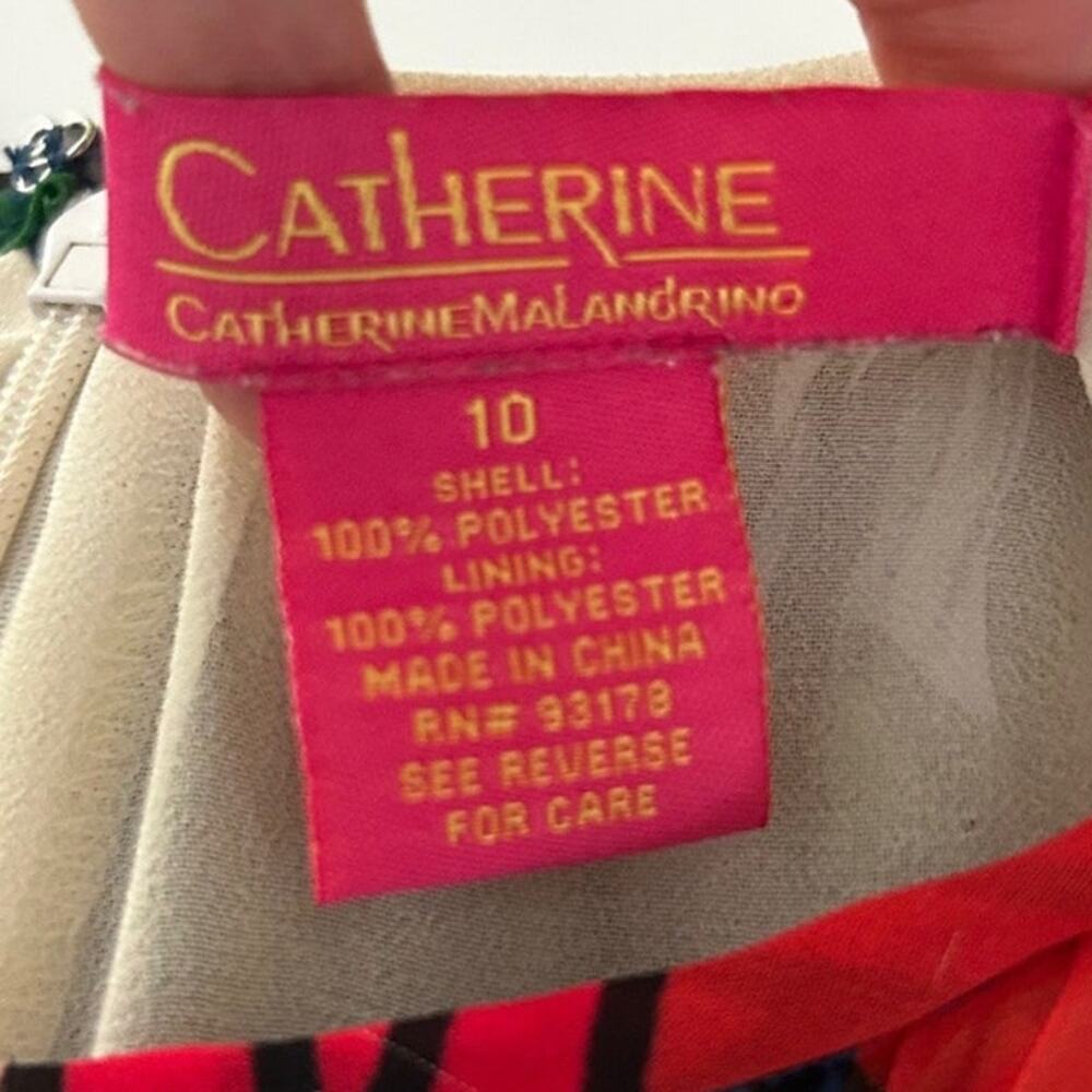 Catherine Malandrino Pleated Floral Midi Dress Size 10 Colorful Designer Career - Picture 8 of 10